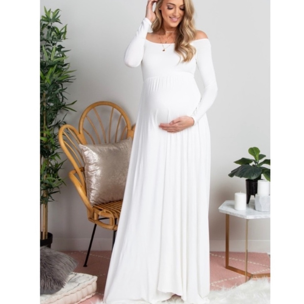 PinkBlush off the Shoulder long sleeve maxi